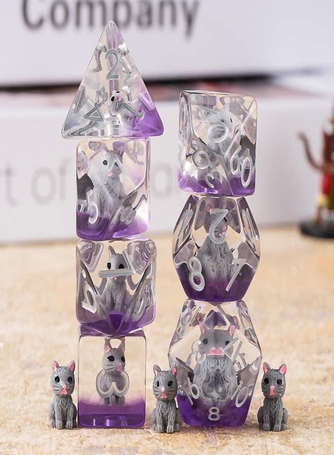 Maywin Cat DND Resin Dice Set, Polyhedral D&D Cat Dice Inclusion Dice for Dungeons and Dragons MTG RPG - Image 4